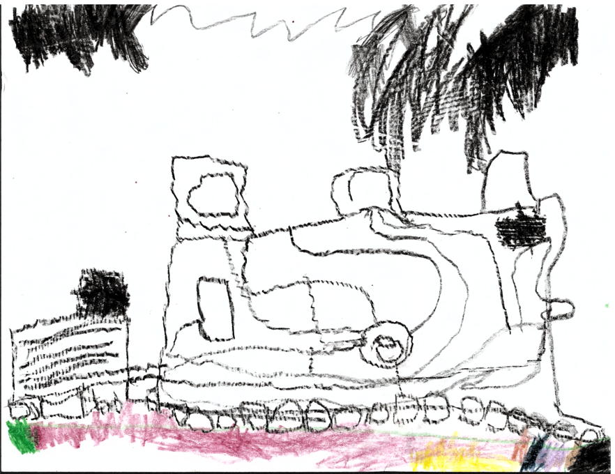 Crayon picture of a black train by a five-year-old