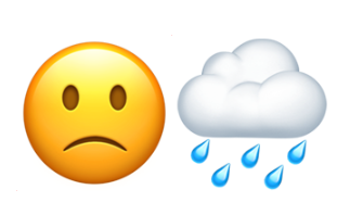 A sad face with a rain cloud